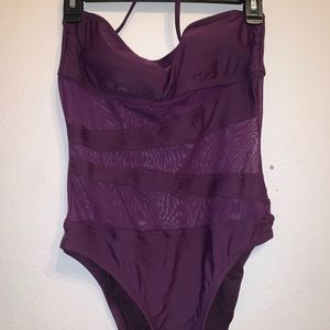 purple one piece swimsuit